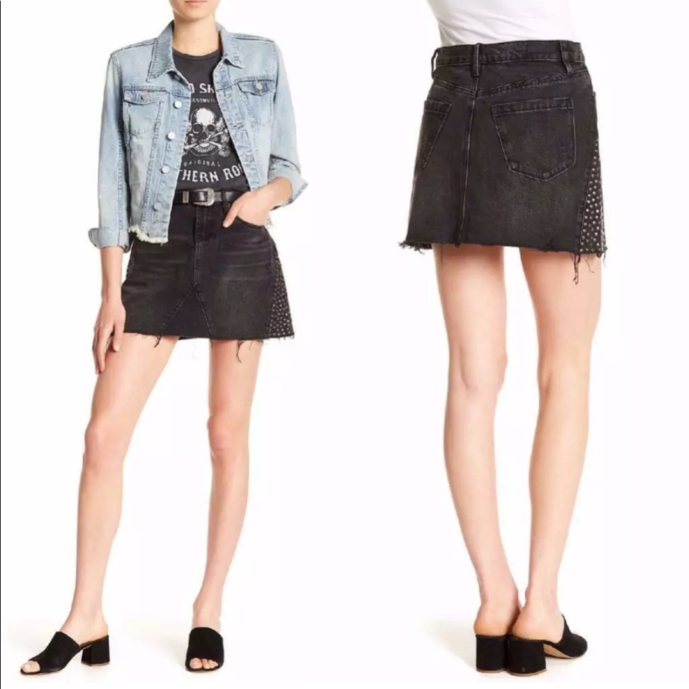 NEW BLANKNYC FRAYED Rocker DENIM Mini SKIRT 27